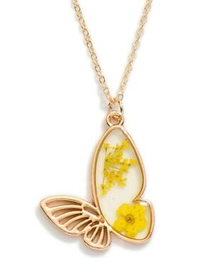 Gold and Yellow Butterfly Pendant Necklace - Women Jewelry